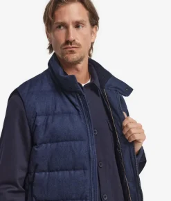 Piumino smanicato in cashmere e seta