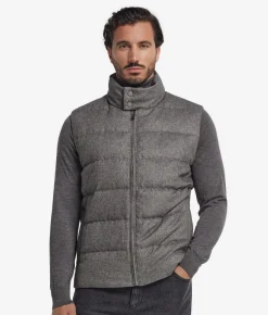 Piumino smanicato in cashmere e seta