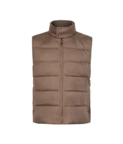 Piumino smanicato in cashmere e seta
