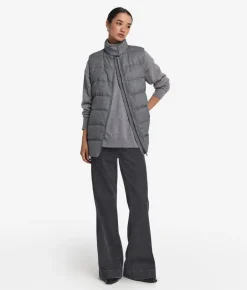 Piumino smanicato in seta e cashmere