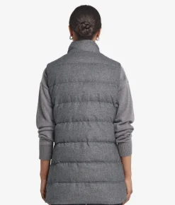 Piumino smanicato in seta e cashmere