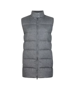 Piumino smanicato in seta e cashmere