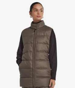 Piumino smanicato in seta e cashmere