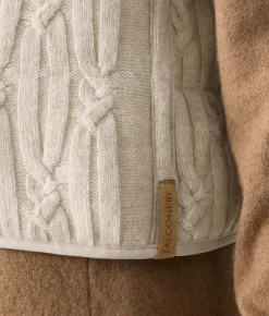 Piumino smanicato reversibile a coste intrecciate in cashmere