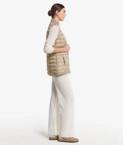 Piumino smanicato reversibile con cashmere