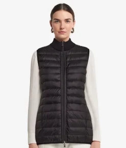 Piumino smanicato reversibile con cashmere