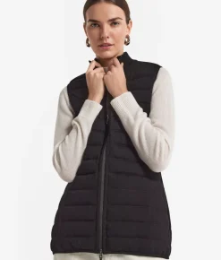 Piumino smanicato reversibile con cashmere