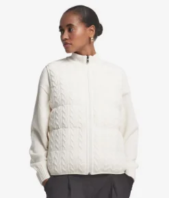 Piumino smanicato reversibile con intreccio in cashmere
