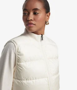 Piumino smanicato reversibile con intreccio in cashmere