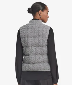 Piumino smanicato reversibile con intreccio in cashmere