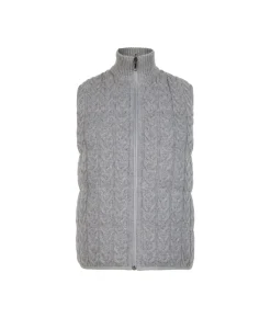 Piumino smanicato reversibile con intreccio in cashmere