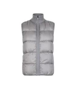 Piumino smanicato reversibile con intreccio in cashmere