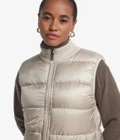 Piumino smanicato reversibile con intreccio in cashmere
