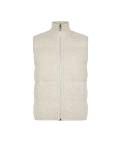 Piumino smanicato reversibile con intreccio in cashmere