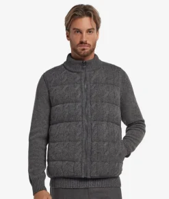 Piumino smanicato reversibile con trecce in Cashmere Ultrasoft