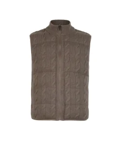 Piumino smanicato reversibile con trecce in Cashmere Ultrasoft