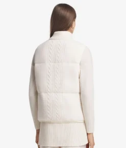 Piumino smanicato reversibile con trecce in cashmere