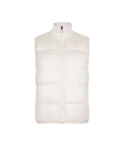 Piumino smanicato reversibile con trecce in cashmere
