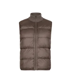Piumino smanicato reversibile con trecce in cashmere