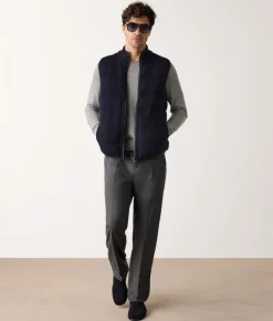 Piumino smanicato reversibile coste frisee in cashmere