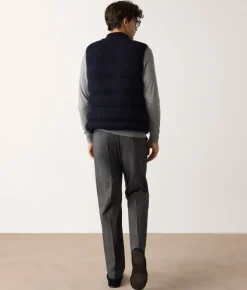 Piumino smanicato reversibile coste frisee in cashmere