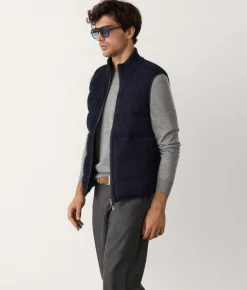 Piumino smanicato reversibile coste frisee in cashmere