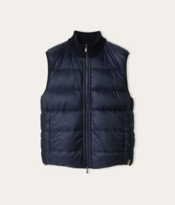 Piumino smanicato reversibile coste frisee in cashmere