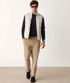 Piumino smanicato reversibile coste frisee in cashmere