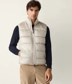 Piumino smanicato reversibile coste frisee in cashmere