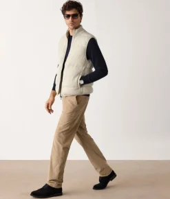 Piumino smanicato reversibile coste frisee in cashmere