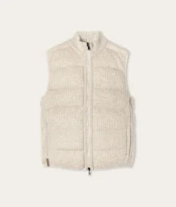 Piumino smanicato reversibile coste frisee in cashmere