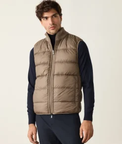 Piumino smanicato reversibile coste frisee in cashmere