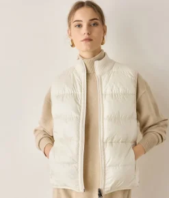 Piumino smanicato reversibile coste frisee in cashmere