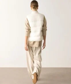 Piumino smanicato reversibile coste frisee in cashmere