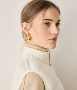 Piumino smanicato reversibile coste frisee in cashmere