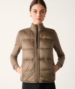 Piumino smanicato reversibile coste frisee in cashmere