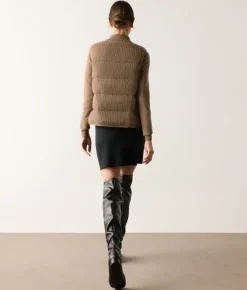Piumino smanicato reversibile coste frisee in cashmere