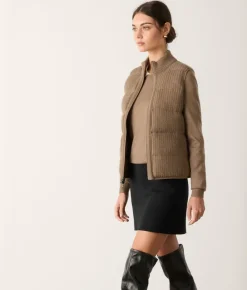 Piumino smanicato reversibile coste frisee in cashmere