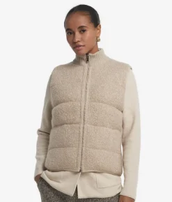 Piumino smanicato reversibile in bouclé