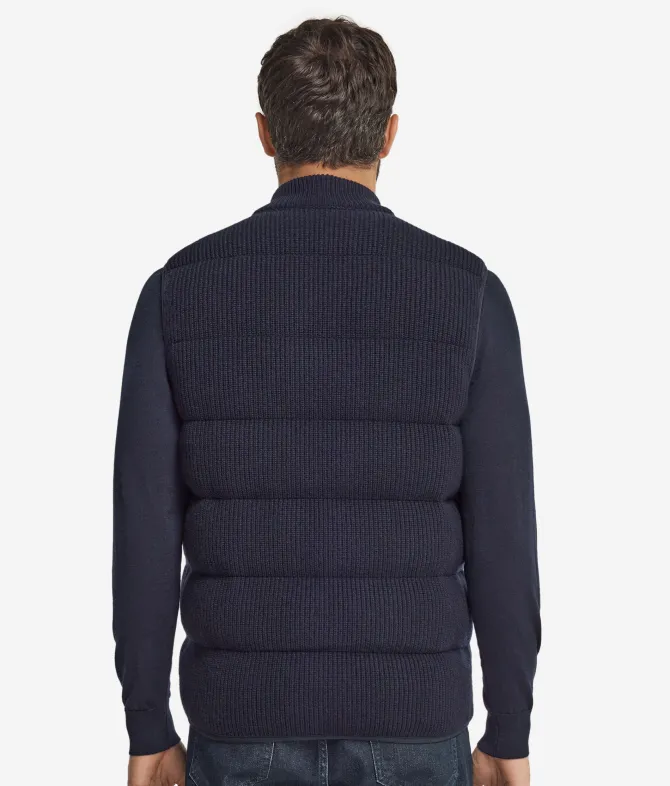 Piumino smanicato reversibile in cashmere