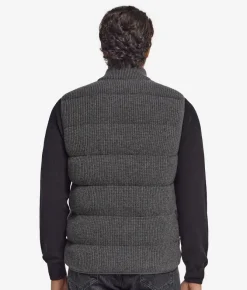 Piumino smanicato reversibile in cashmere
