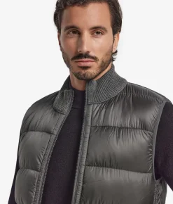 Piumino smanicato reversibile in cashmere