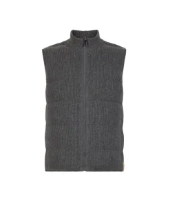 Piumino smanicato reversibile in cashmere