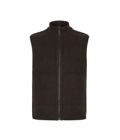 Piumino smanicato reversibile in cashmere