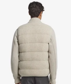Piumino smanicato reversibile in cashmere