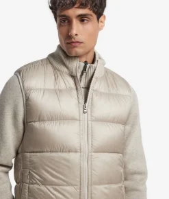 Piumino smanicato reversibile in cashmere