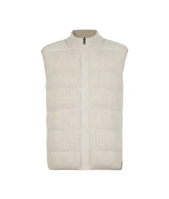 Piumino smanicato reversibile in cashmere