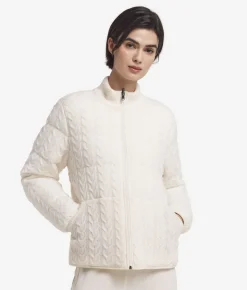 Piumino trecce reversibile in cashmere e tessuto tecnico