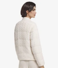 Piumino trecce reversibile in cashmere e tessuto tecnico