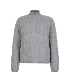 Piumino trecce reversibile in cashmere e tessuto tecnico